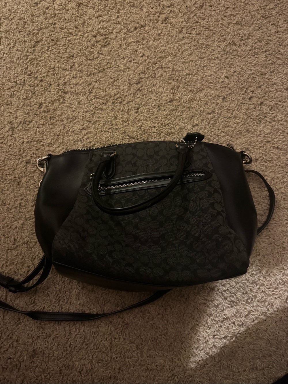 Coach Signature Jacquard Elise Satchel navy blue
